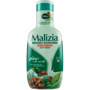 Malizia Borovica a Zelený čaj, Sprchový gél + pena do kúpeľa, 1L